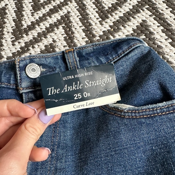 NWOT Abercrombie & Fitch Curve Love The Ankle Straight Ultra High Rise Jean - Picture 7 of 7